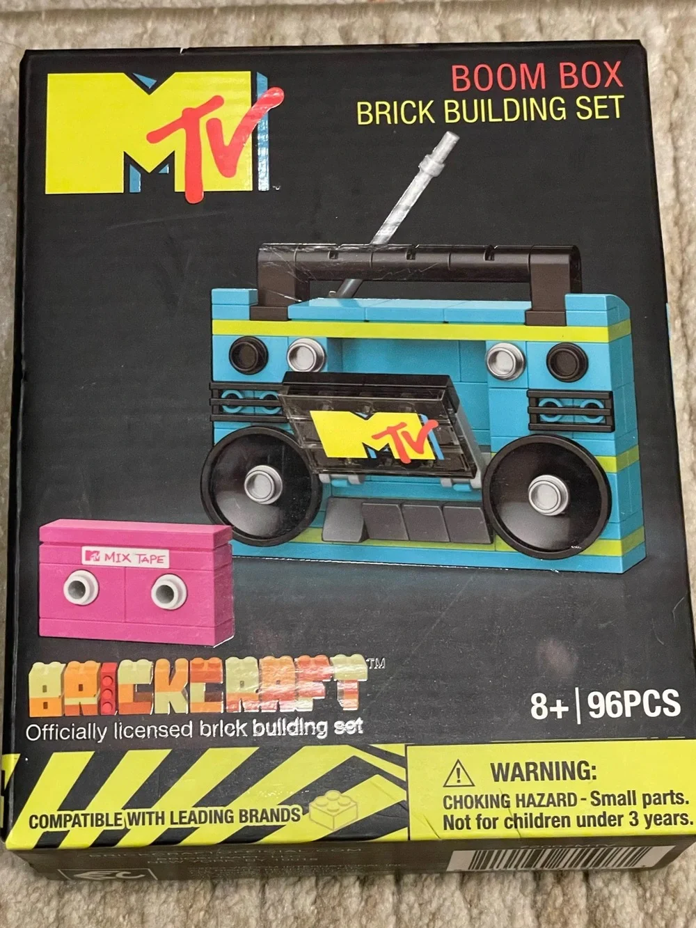 MTV Retro Boom Box Brick Set - Blue, Black & Pink Accents - 96 Piece Puzzle